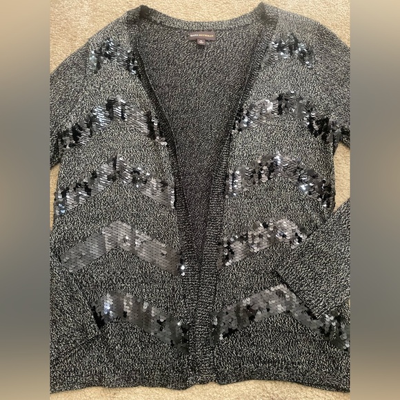 Women's Gray Sequin Sweater Dana Buchman cardigan sweater size xl - Picture 3 of 4